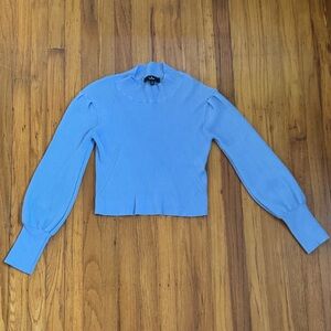 Lulu's Light Blue Mock Neck Balloon Sleeve Sweater